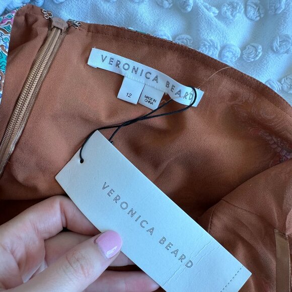 NWT Veronica Beard Aldana Midi Dress Ruched Front Halter Neck Floral Print Sz 12 - Picture 3 of 14